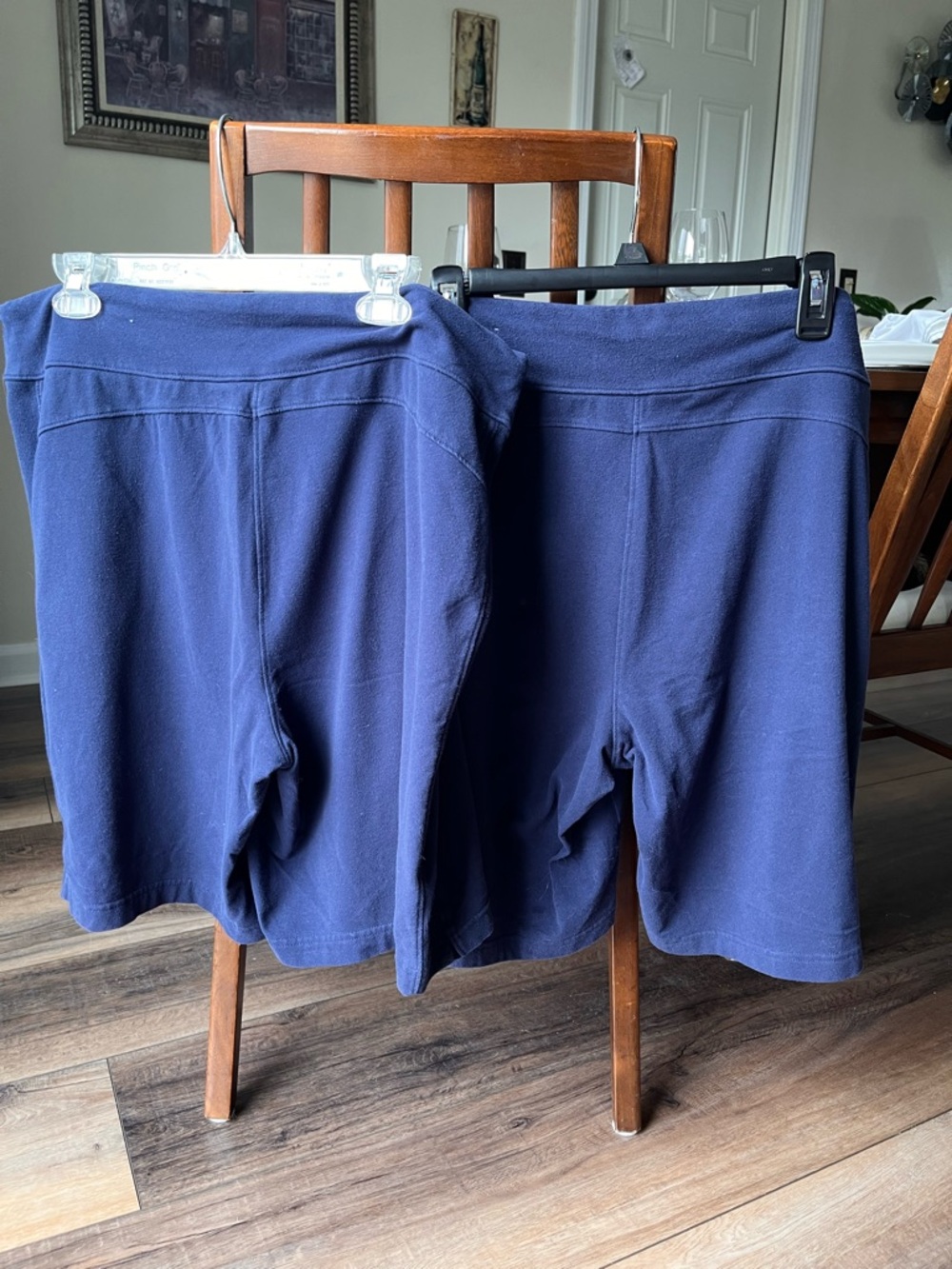Two pair navy shorts by Tek Gear! Pockets, pull on with drawstring! Comfortable! - Picture 2 of 10